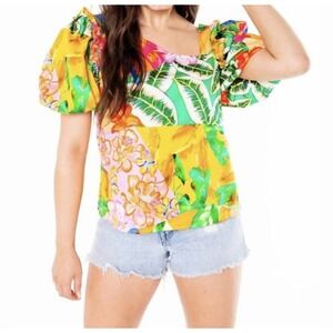 ALDEN ADAIR Layla Top In Santiago NWT Sz M Tropical Vacation‎ Resort $212
